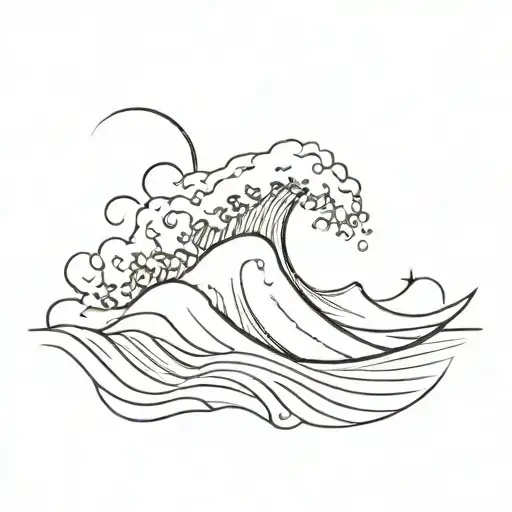 Simple lines to express the waves tattoo design idea