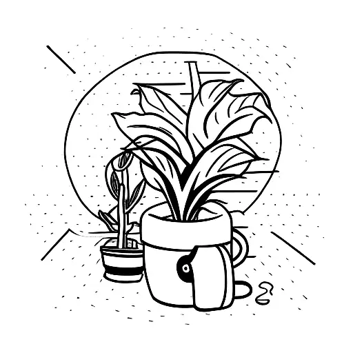 House plant with a pot that says freak tattoo design idea