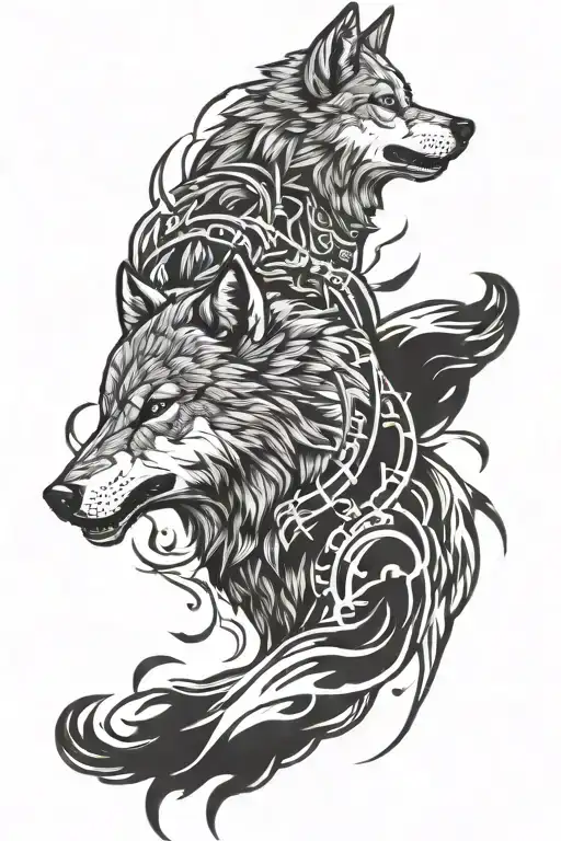 wolf and spartan  tattoo design idea