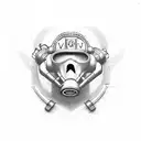 firefighter with heartbit tattoo design idea