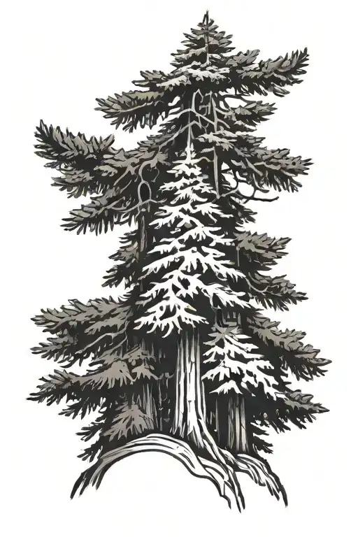 redwood trees with christmas tree tattoo design idea