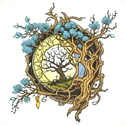 whomping willow, hermit tarot card tattoo design idea