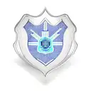 police badge with blue colors in it. blue canadian flag behind and everything faded tattoo design idea