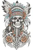 native american skeleton tattoo design idea