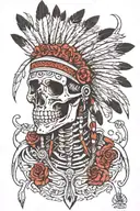 native american skeleton tattoo design idea