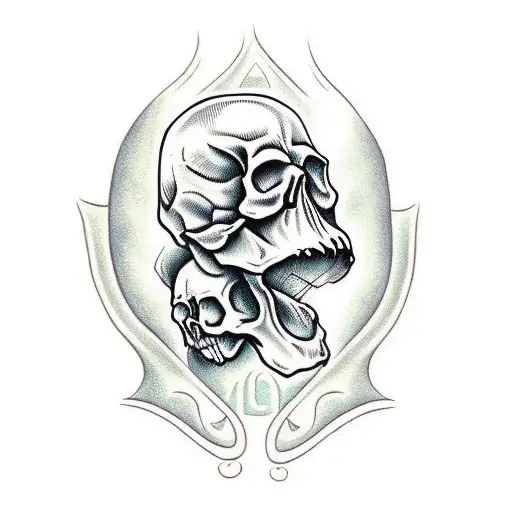 skull fire money tattoo design idea