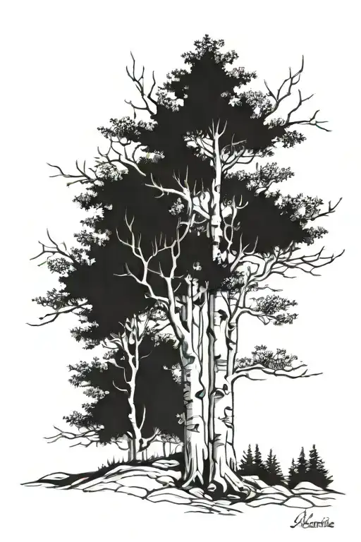 5 aspen trees tattoo design idea