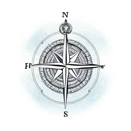 A minimalist tattoo of a compass with a fishing lure as the needle, symbolizing the client's love for both travel and fishing tattoo design idea