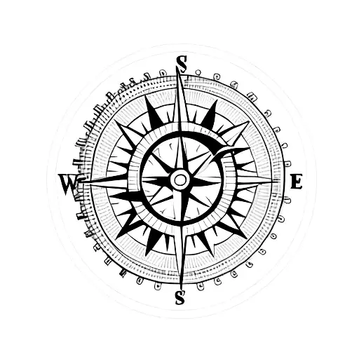 A minimalist tattoo of a compass with a fishing lure as the needle, symbolizing the client's love for both travel and fishing tattoo design idea