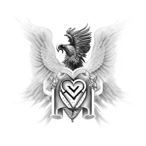 A combination of Bon Jovi's iconic heart and wings logo with a school motif, symbolizing the client's love of rock music tattoo design idea