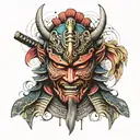 samurai mask tattoo design idea