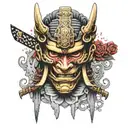 samurai mask tattoo design idea