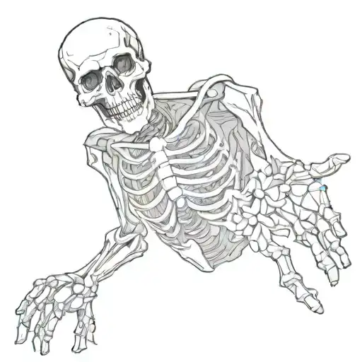skeleton holding Shaka sign tattoo design idea