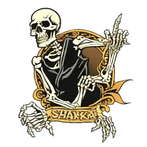 skeleton holding Shaka sign tattoo design idea
