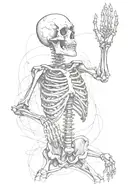 skeleton holding ok sign tattoo design idea