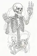 skeleton holding ok sign tattoo design idea