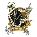skeleton holding Shaka sign tattoo design idea