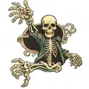 skeleton holding Shaka sign tattoo design idea