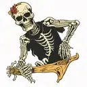 skeleton holding Shaka sign tattoo design idea