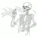 sad skeleton holding up okay sign tattoo design idea
