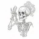 sad skeleton holding up okay sign tattoo design idea