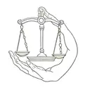 human hands around libra scale balanced scale of justice tattoo design idea
