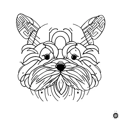 bichon maltais joue avec une balance traditionnelle  tattoo design idea