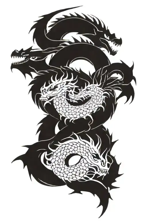 three vertical numbers 5, 2 and 2 respectively with a style inspired by dragons, all in black, inspired by dragons, with tattoo design idea