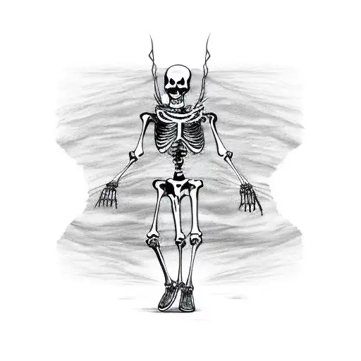 skeleton in cloak dancing with a woman  tattoo design idea
