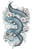 carp and dragon Japanese cherry blossom tattoo design idea