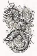 carp and dragon Japanese cherry blossom tattoo design idea