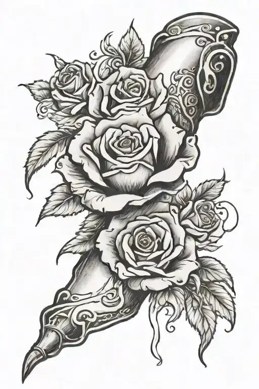 a vertical prayer on a burnt scroll, praying hands with a rose on the bottom of the prayer tattoo design idea