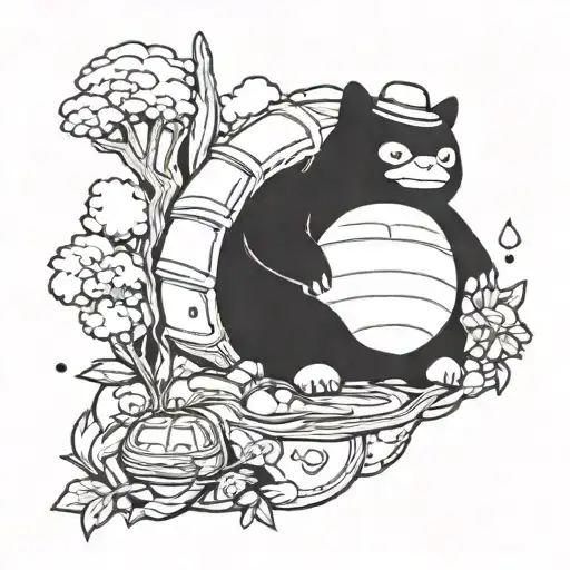 snorlax banksy style tattoo design idea