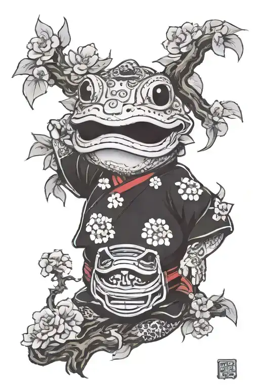 Toad, sakura bloosom, Anbu mask holding tattoo design idea