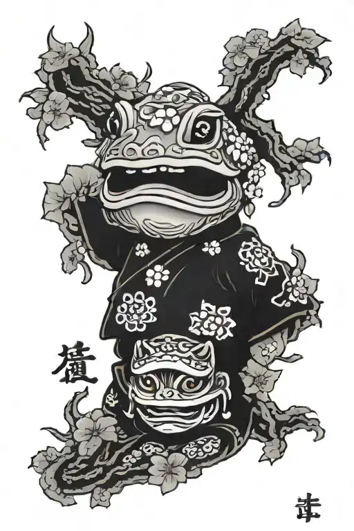 Toad, sakura bloosom, Anbu mask tattoo design idea