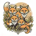 FOXES IN vineyard landscape tattoo design idea