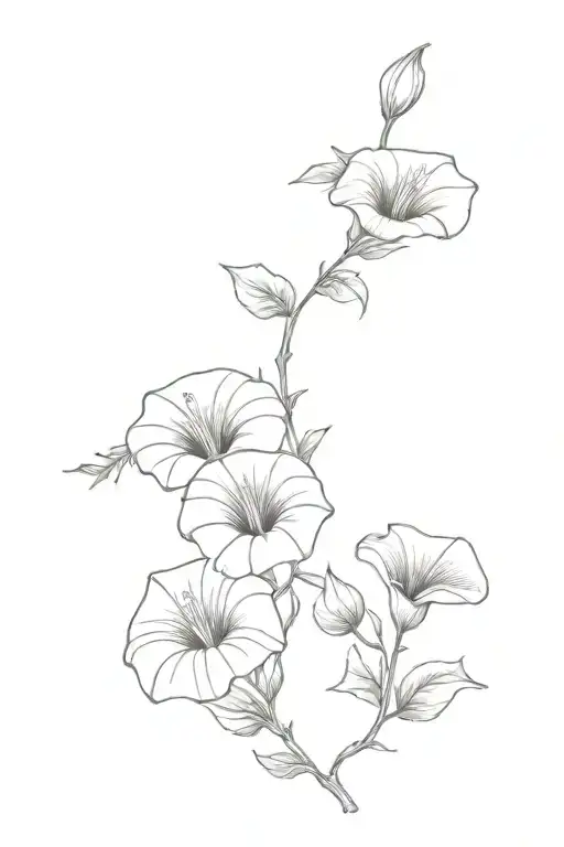 single vine of morning glory  tattoo design idea