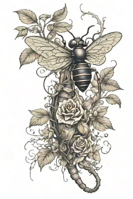 I want to tattoo from the neck to the hand, hoping to add the extension of leaves and smoke and the embellishment of ant tattoo design idea