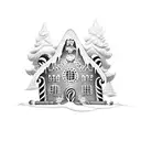 Gingerbread House in punk design with Grafitties  tattoo design idea