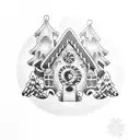 Gingerbread House in punk design with Grafitties  tattoo design idea