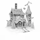 Gingerbread House in punk design with Grafitties  tattoo design idea