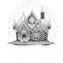 Gingerbread House in punk design with Grafitties  tattoo design idea