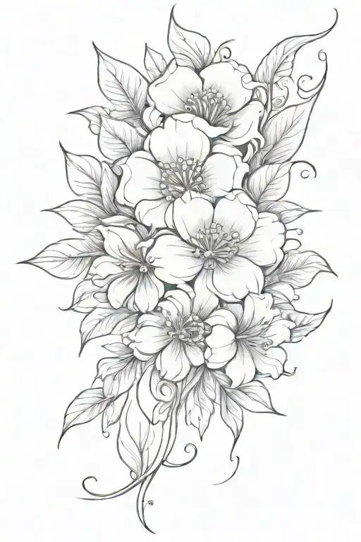 floral charm tattoo design idea