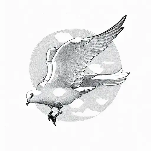 A dove soaring over snow-covered mountains tattoo design idea