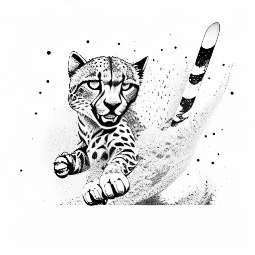 A snowboarder jumping over a cheetah in a mountainous terrain tattoo design idea
