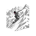A snowboarder carving through a mountain landscape tattoo design idea