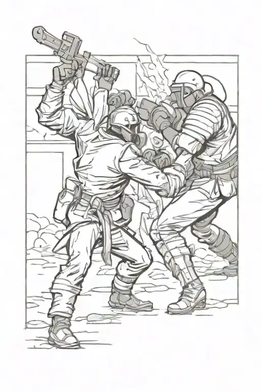 fighting another man tattoo design idea