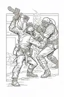 fighting another man tattoo design idea