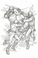 fighting another man tattoo design idea