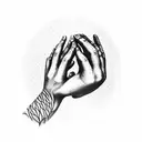 A surreal composition of hands reaching towards the sky, each finger adorned with a different flower representing the bond between family and nature tattoo design idea